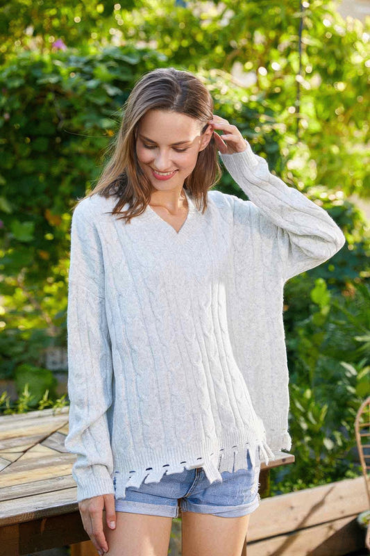 Solid Knit Sweater - Tigbul's Variety Fashion Shop