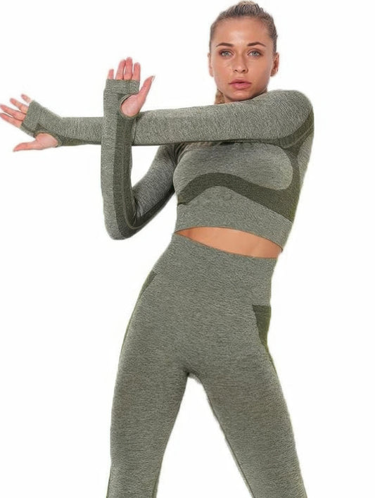 Seamless Long Sleeve Yoga Set - Tigbul's Variety Fashion Shop
