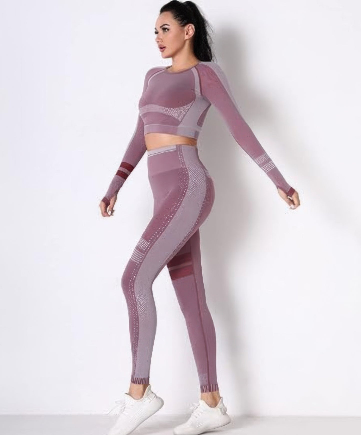 Seamless Long Sleeve Solid Yoga Set - Tigbul's Variety Fashion Shop