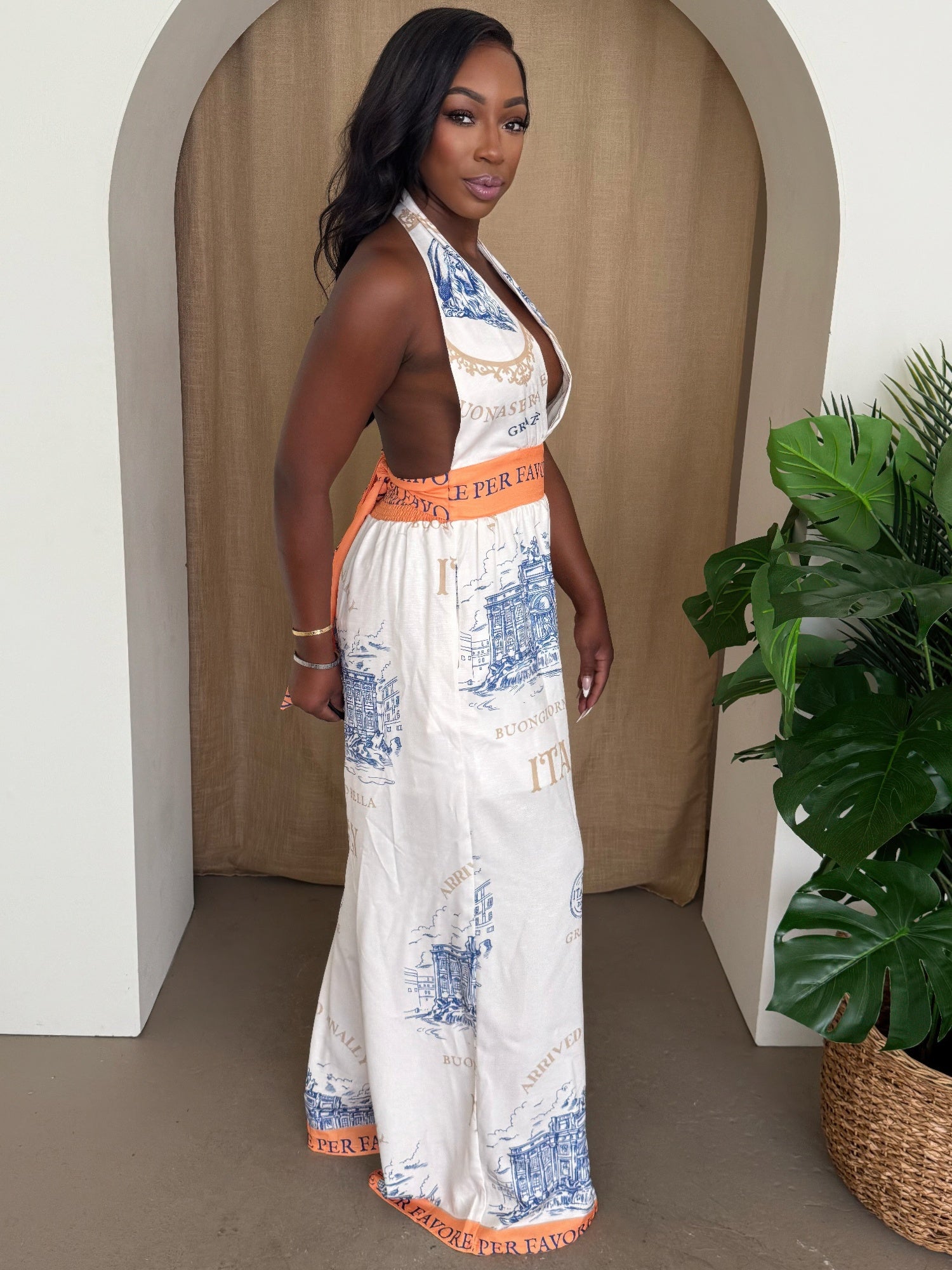 Italian Escape Halter Jumpsuit - Tigbul's Variety Fashion Shop