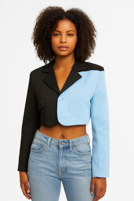 Short Color Block Blazer - Tigbul's Variety Fashion Shop