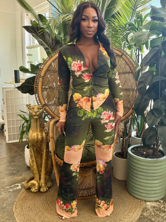 Blush Bloom Mesh Pants Set - Tigbul's Variety Fashion Shop