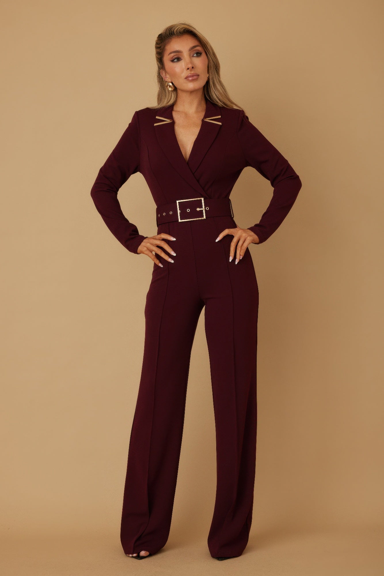 Blazer Suit Long Sleeve Jumpsuit - Tigbul's Variety Fashion Shop
