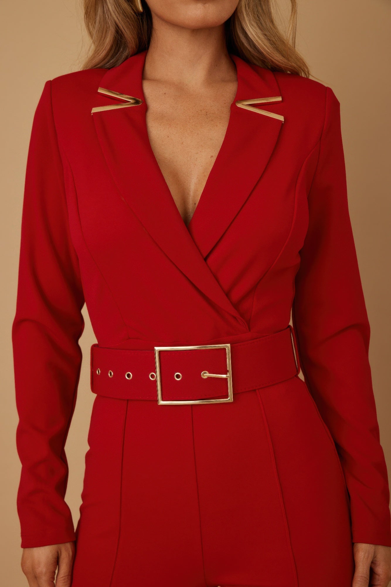 Blazer Suit Long Sleeve Jumpsuit - Tigbul's Variety Fashion Shop