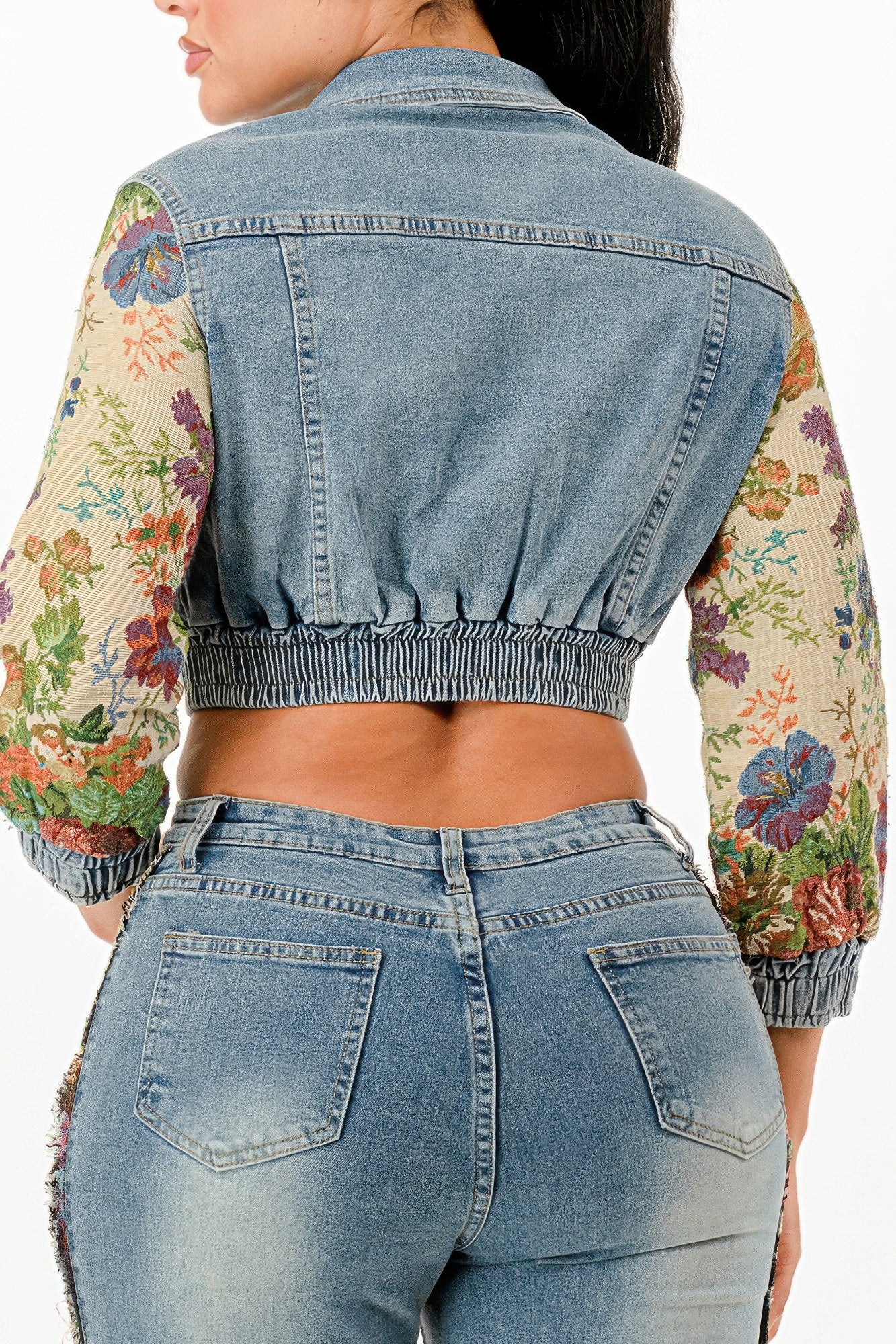Tapestry Contrast Denim Set - Tigbul's Variety Fashion Shop