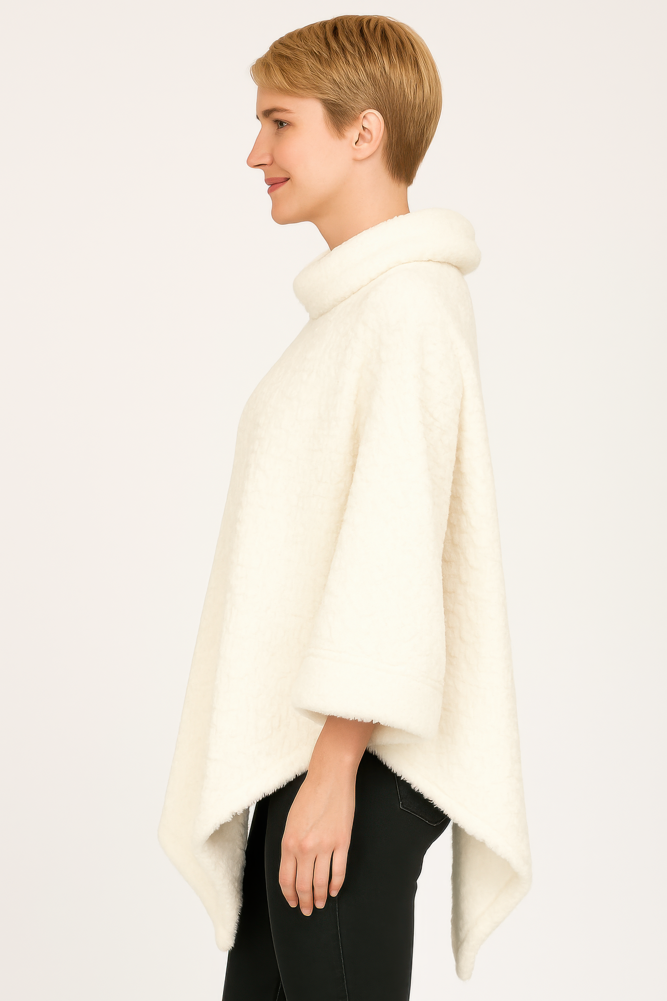 Textured Cowl Neck Poncho - Tigbul's Variety Fashion Shop