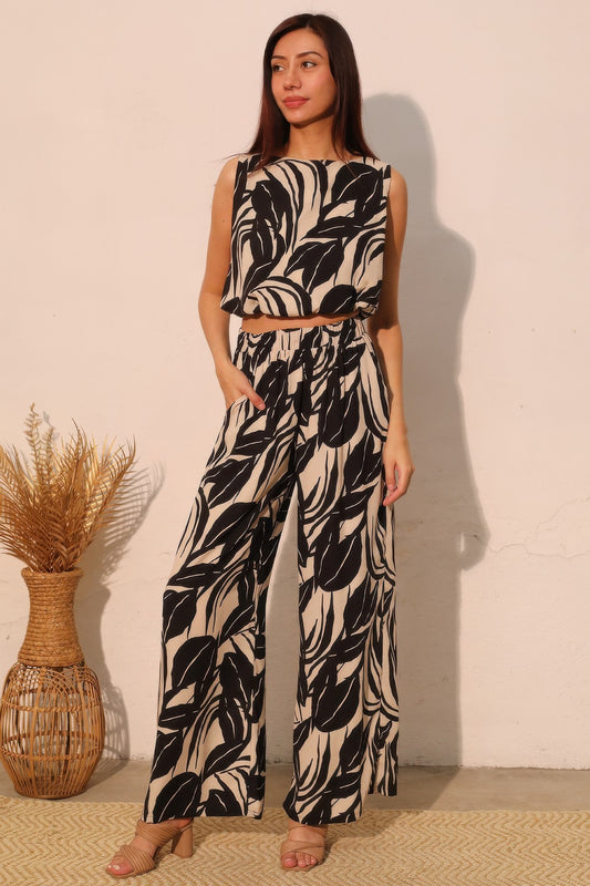 Lucca Leaf Bubble Crop Top - Tigbul's Variety Fashion Shop