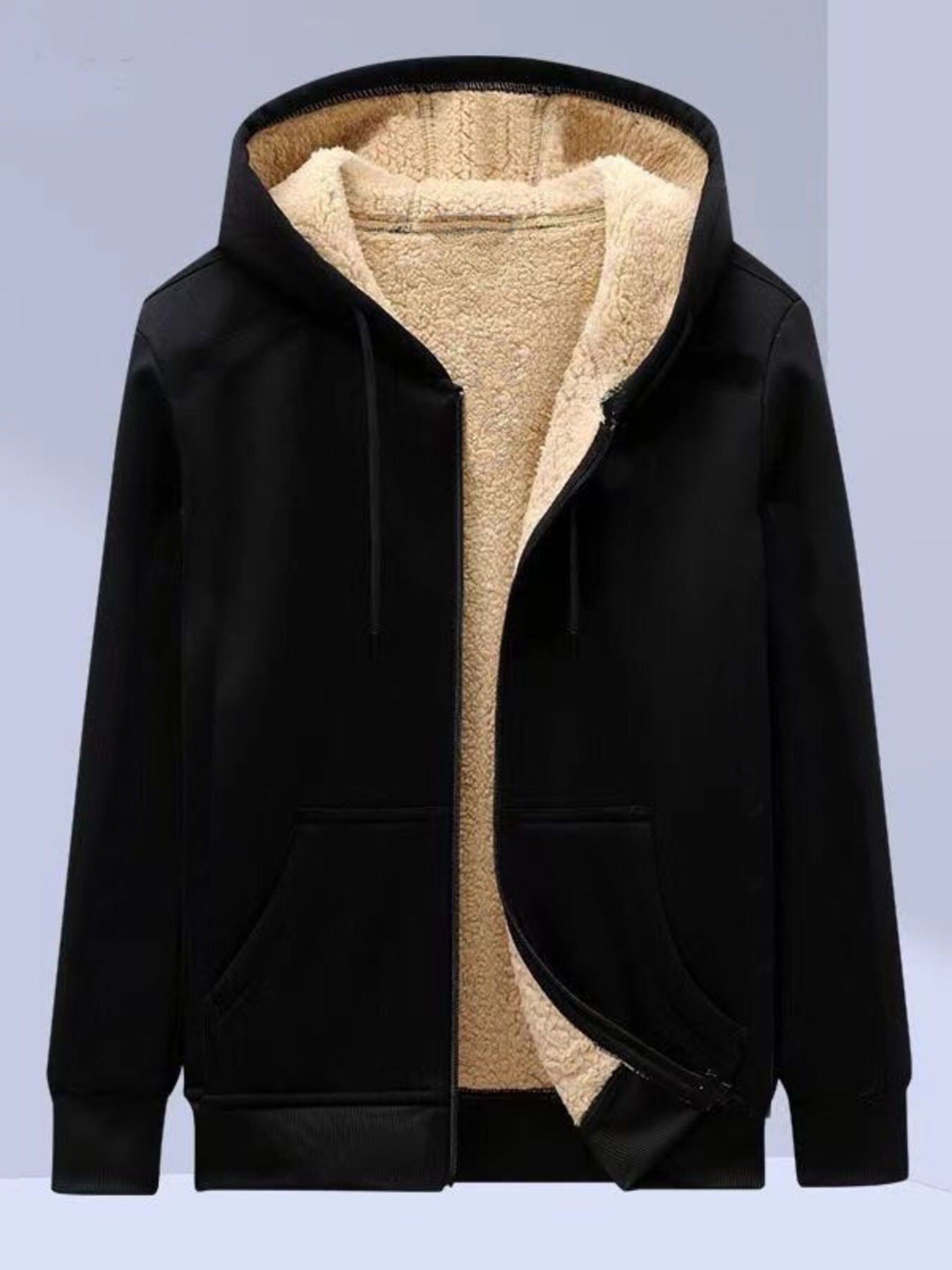 Men's Plus Size Sherpa Lined Zip Up Hoodie