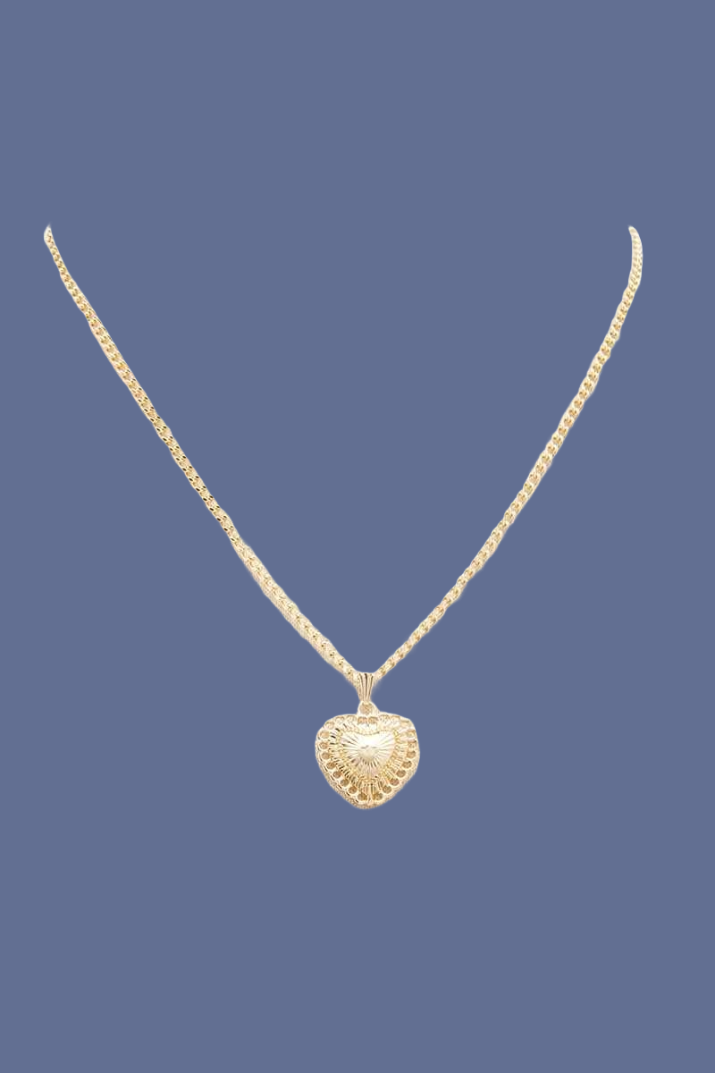 Gold Color Metal Heart Pendant Necklace - Tigbul's Variety Fashion Shop