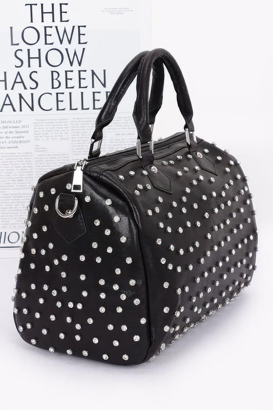 Rhinestone Studded Bowling Bag - Tigbul's Variety Fashion Shop