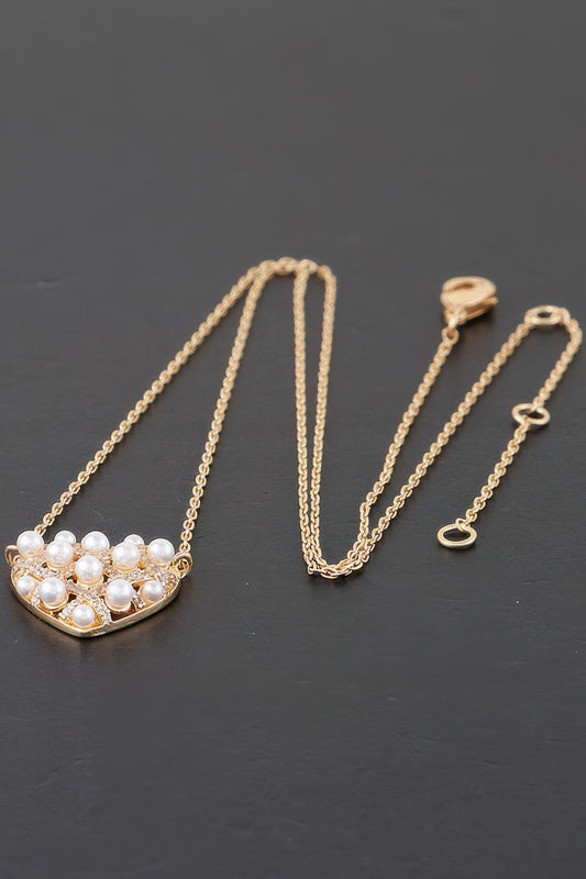 Quilted Pearl Heart Necklace - Tigbul's Variety Fashion Shop