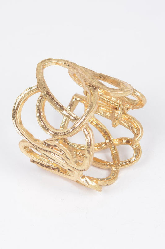 Cast Metal Spring Hinge Cuff Bracelet - Tigbul's Variety Fashion Shop