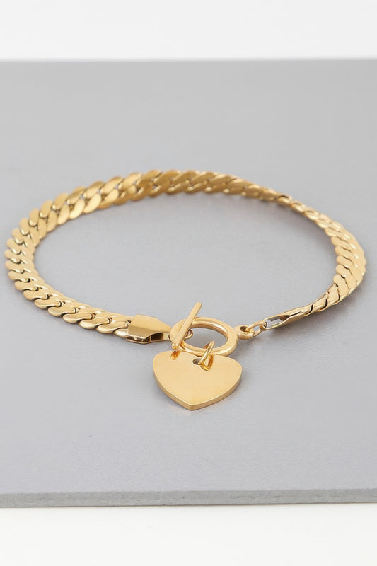 Heart Toggle Curb Chain Bracelet - Tigbul's Variety Fashion Shop
