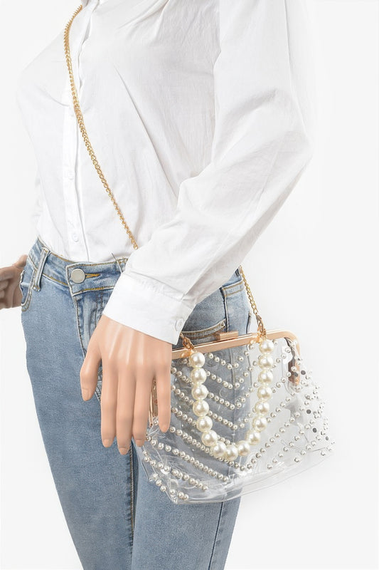 Stone Studded Transparent Clutch - Tigbul's Variety Fashion Shop