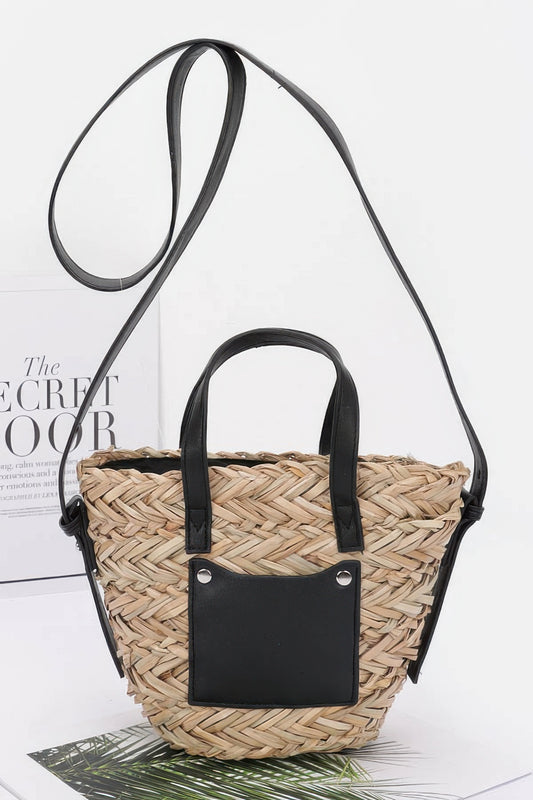 Faux Straw Small Tote Bag - Tigbul's Variety Fashion Shop