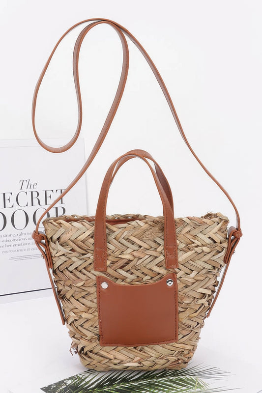 Faux Straw Small Tote Bag - Tigbul's Variety Fashion Shop