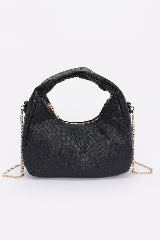 Embossed Faux Leather Hobo Bag - Tigbul's Variety Fashion Shop