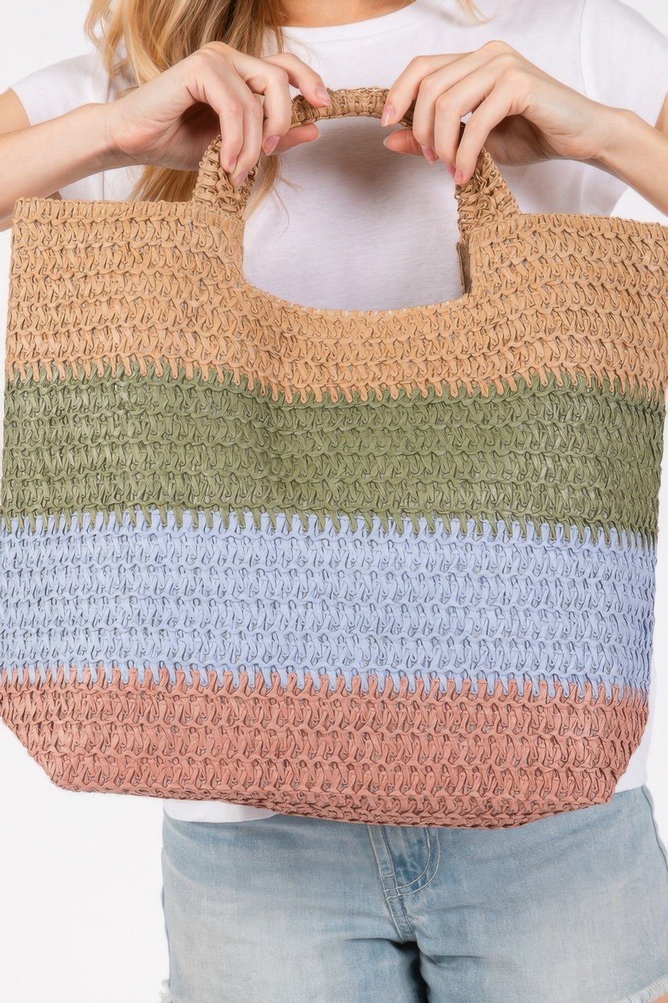 Multi Color Stripe Tote Bag - Tigbul's Variety Fashion Shop
