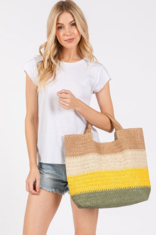 Multi Color Stripe Tote Bag - Tigbul's Variety Fashion Shop
