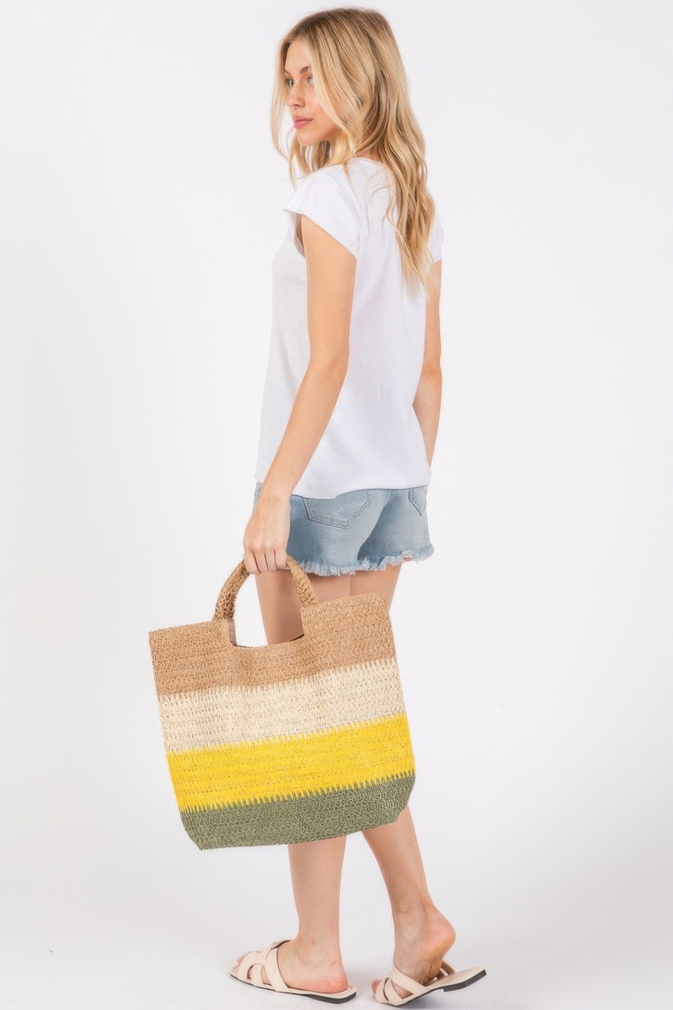 Multi Color Stripe Tote Bag - Tigbul's Variety Fashion Shop