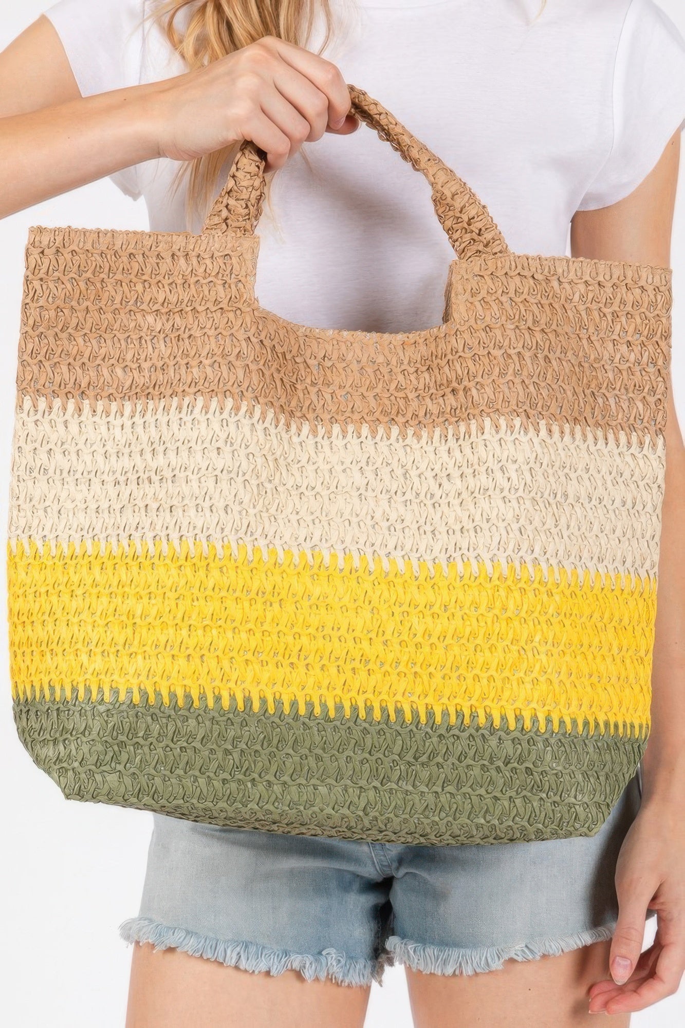 Multi Color Stripe Tote Bag - Tigbul's Variety Fashion Shop