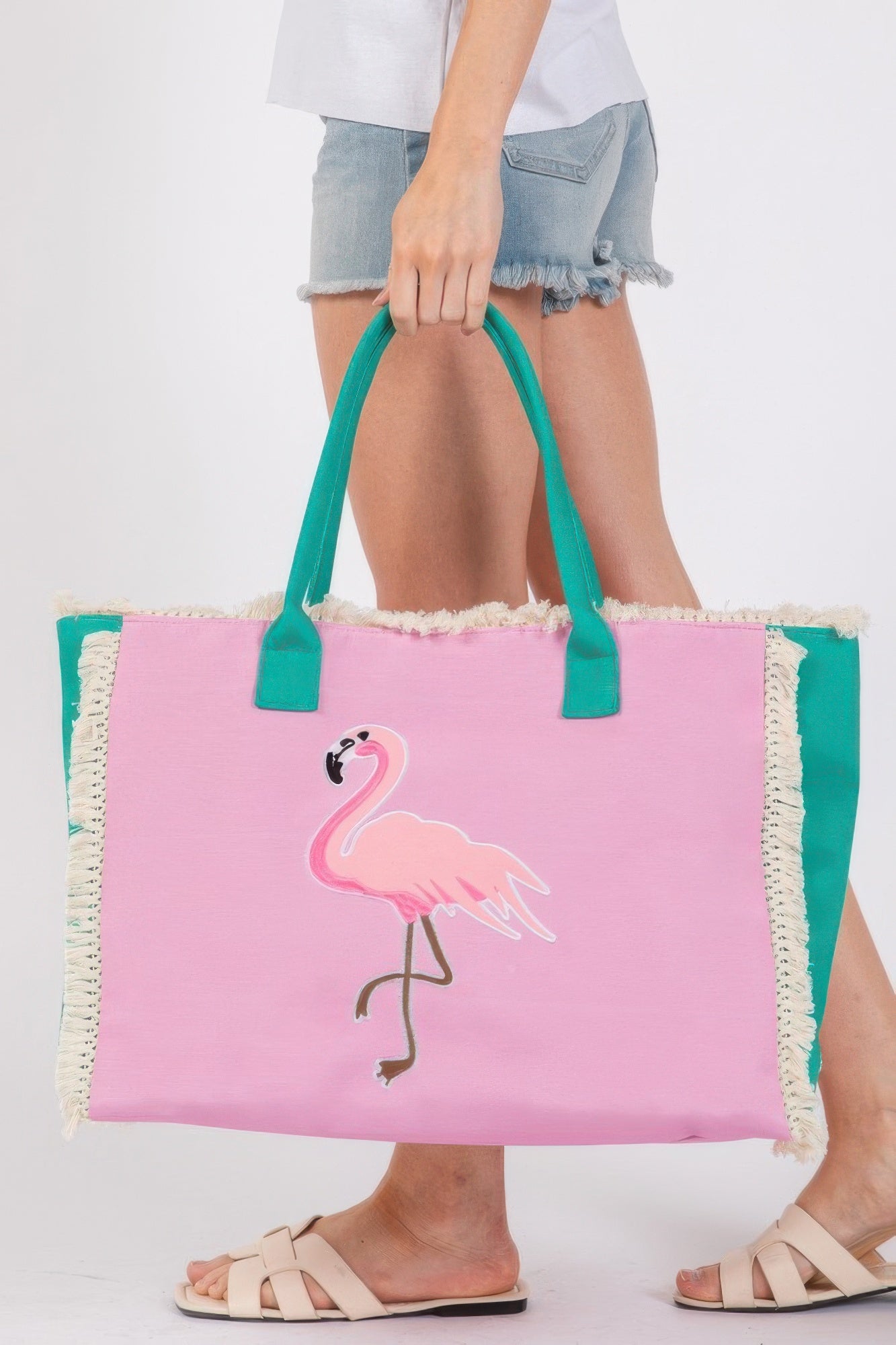 Embroidered Anchor Patch Fringe Tote Bag - Tigbul's Variety Fashion Shop