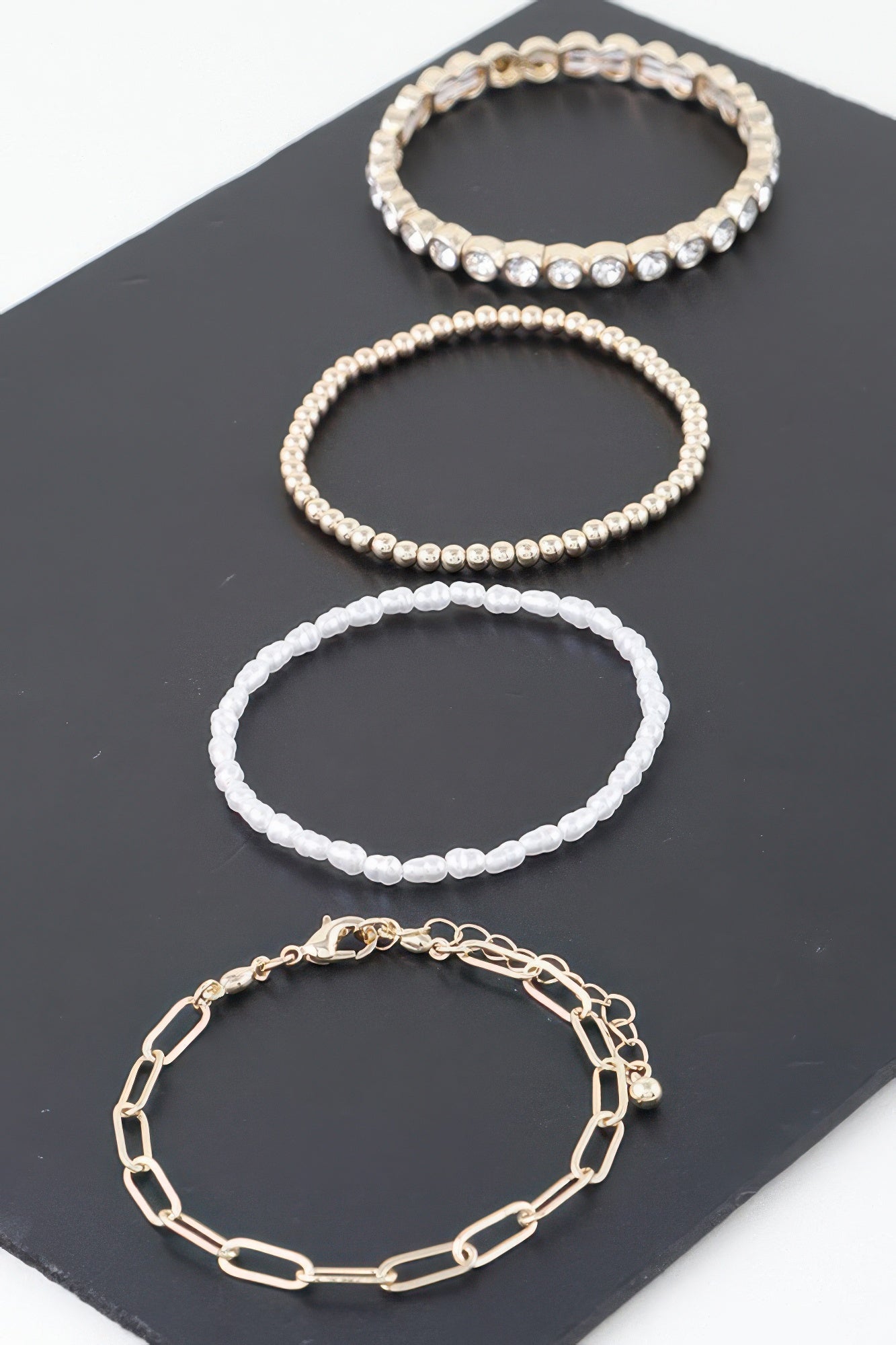 Triple Rhinestone Beaded Bracelet - Tigbul's Variety Fashion Shop
