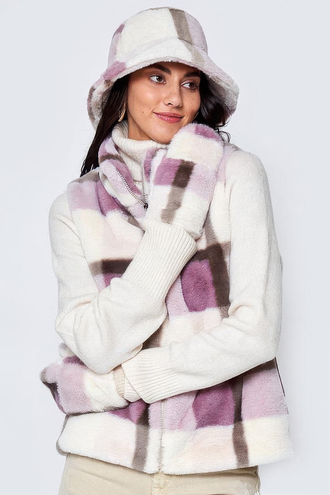Plaid Faux Fur Vest - Tigbul's Variety Fashion Shop