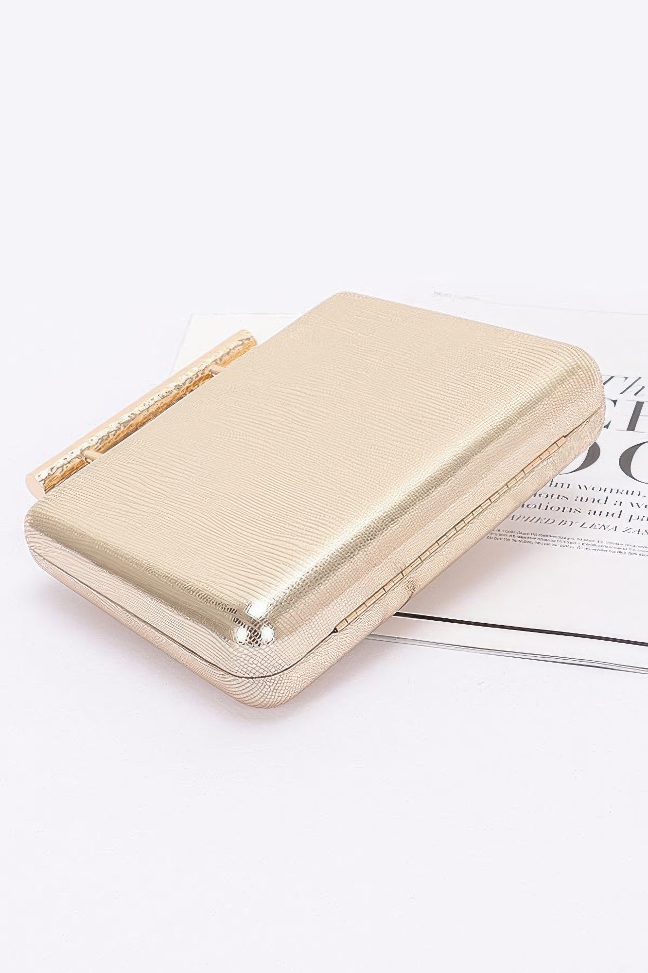 Metal Handle Top Case Clutch - Tigbul's Variety Fashion Shop