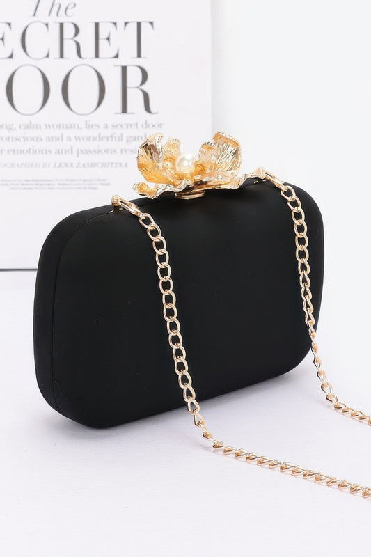 Big Metal Flower Satin Case Bag - Tigbul's Variety Fashion Shop