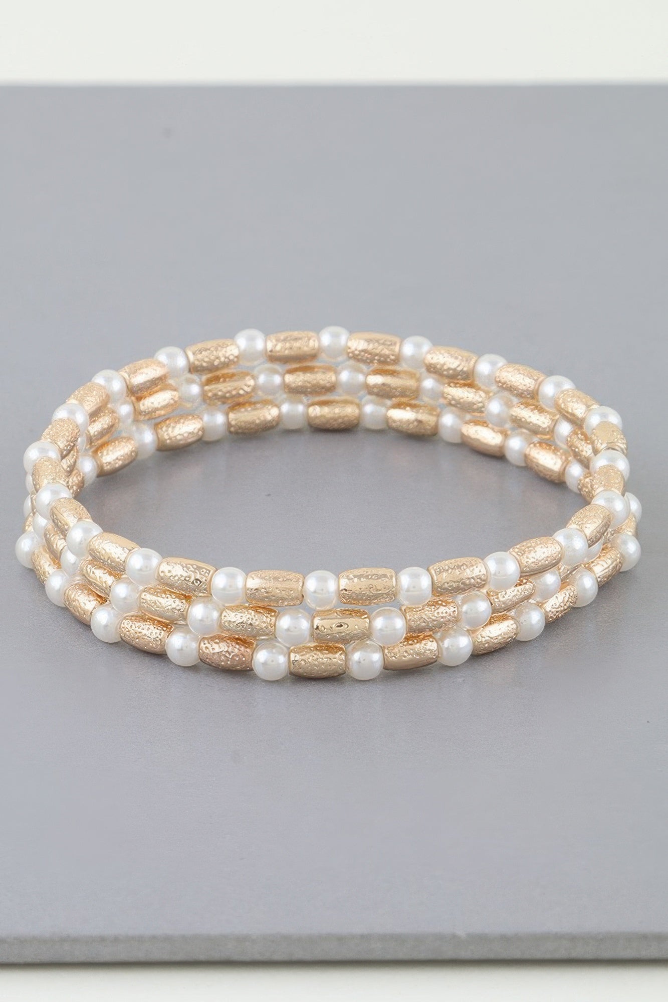 Triple Pillar Pearl Beaded Bracelet - Tigbul's Variety Fashion Shop