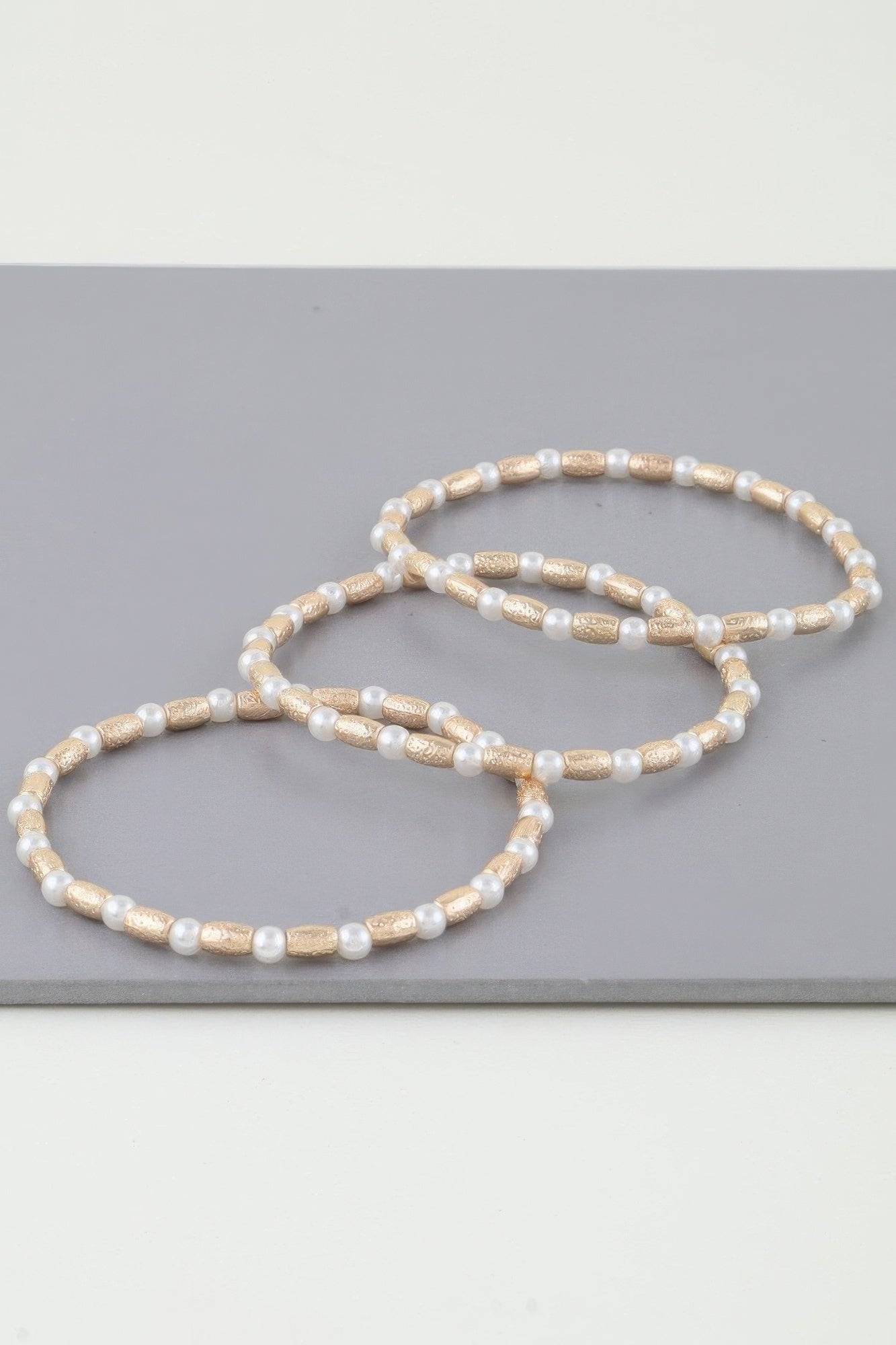 Triple Pillar Pearl Beaded Bracelet - Tigbul's Variety Fashion Shop