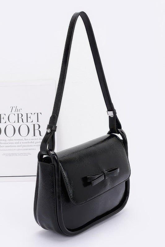 Faux Leather Bow Flap Bag - Tigbul's Variety Fashion Shop