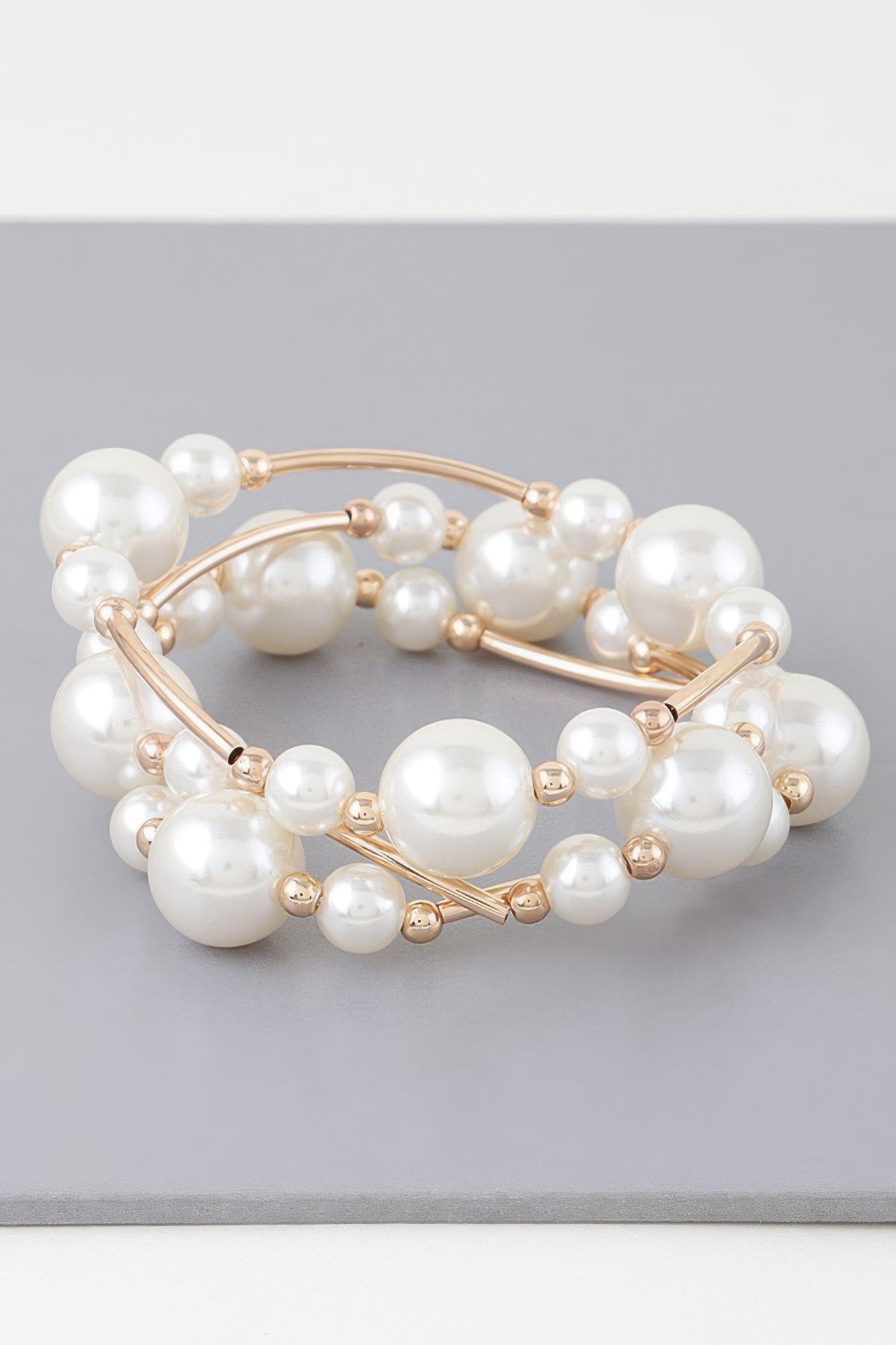 Triple Multi Pearl Wire Bracelet - Tigbul's Variety Fashion Shop