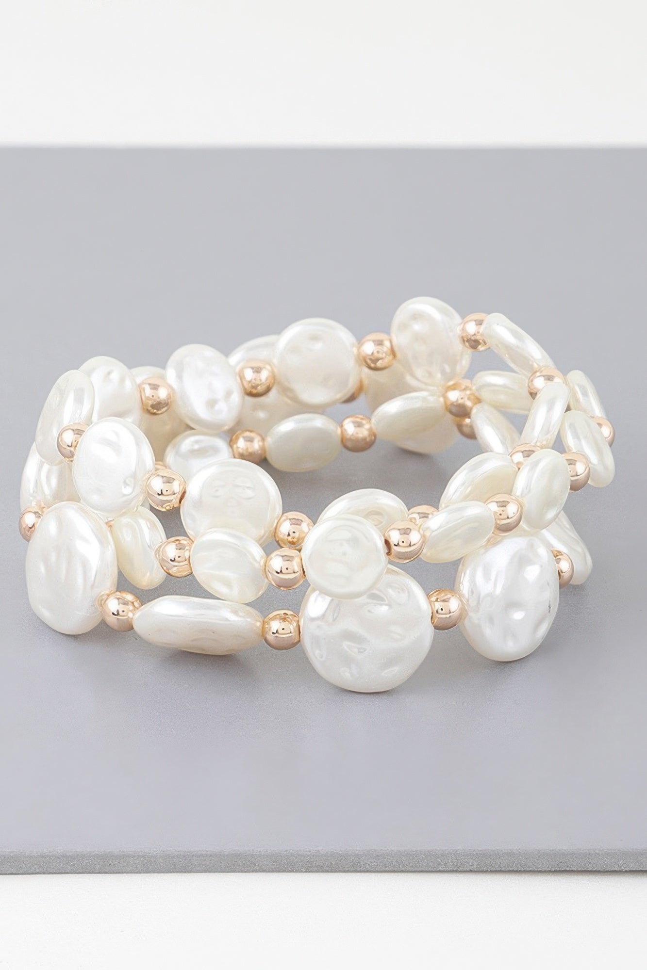 Triple Pearl Stone Beaded Bracelet - Tigbul's Variety Fashion Shop