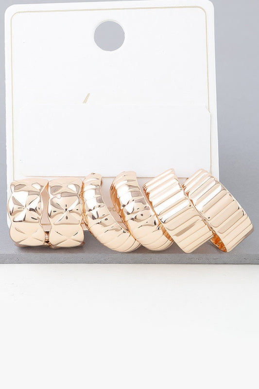 Multi Quilted Hoop Earrings Set - Tigbul's Variety Fashion Shop