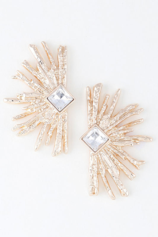 Diamond Rhinestone Flare Earrings - Tigbul's Variety Fashion Shop