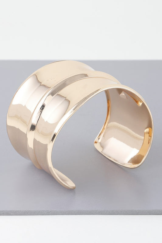 Wide Shiny Rib Open Cuff Bracelet - Tigbul's Variety Fashion Shop