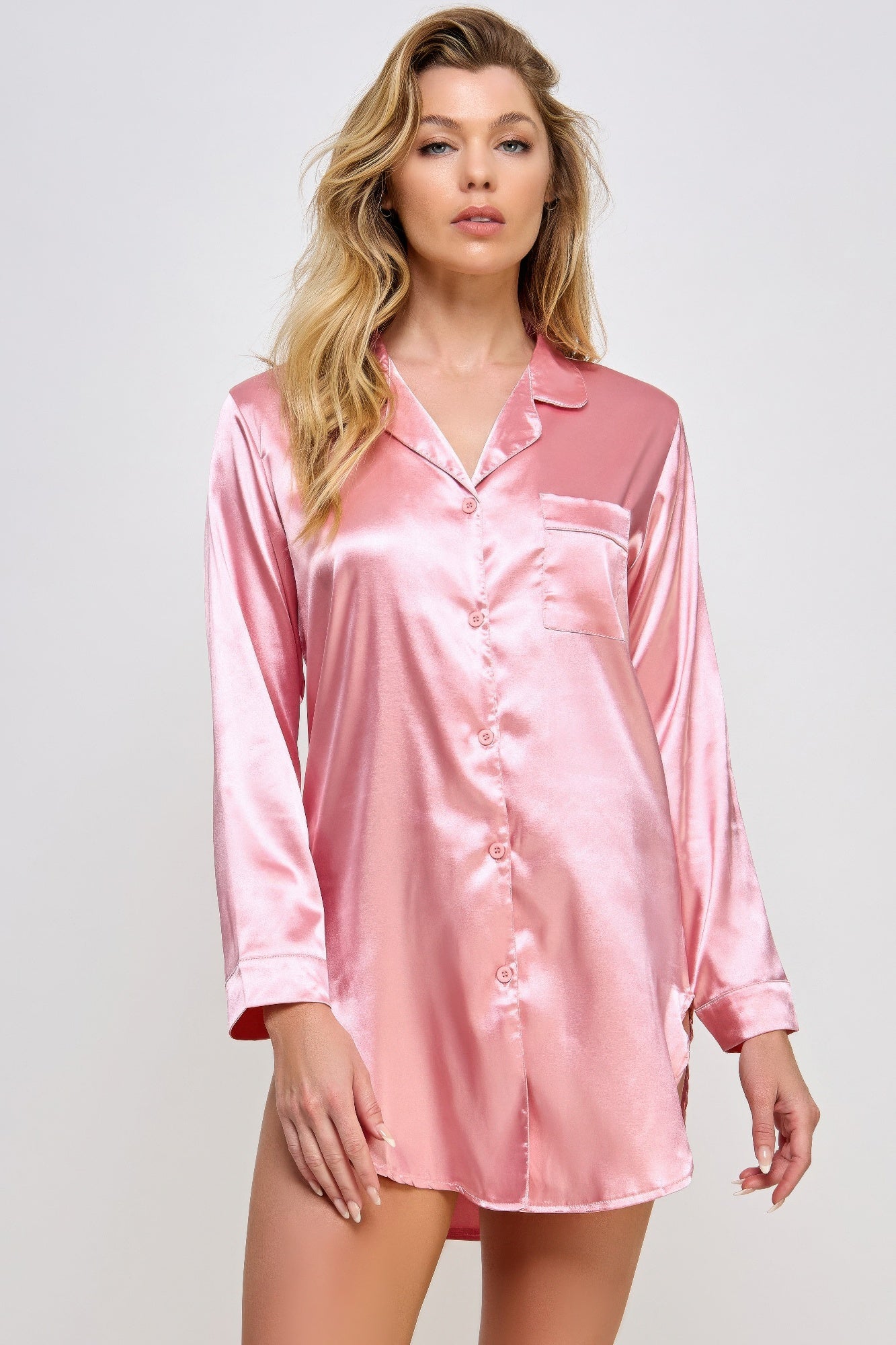 Kimberly Satin Sleepshirt - Tigbul's Variety Fashion Shop