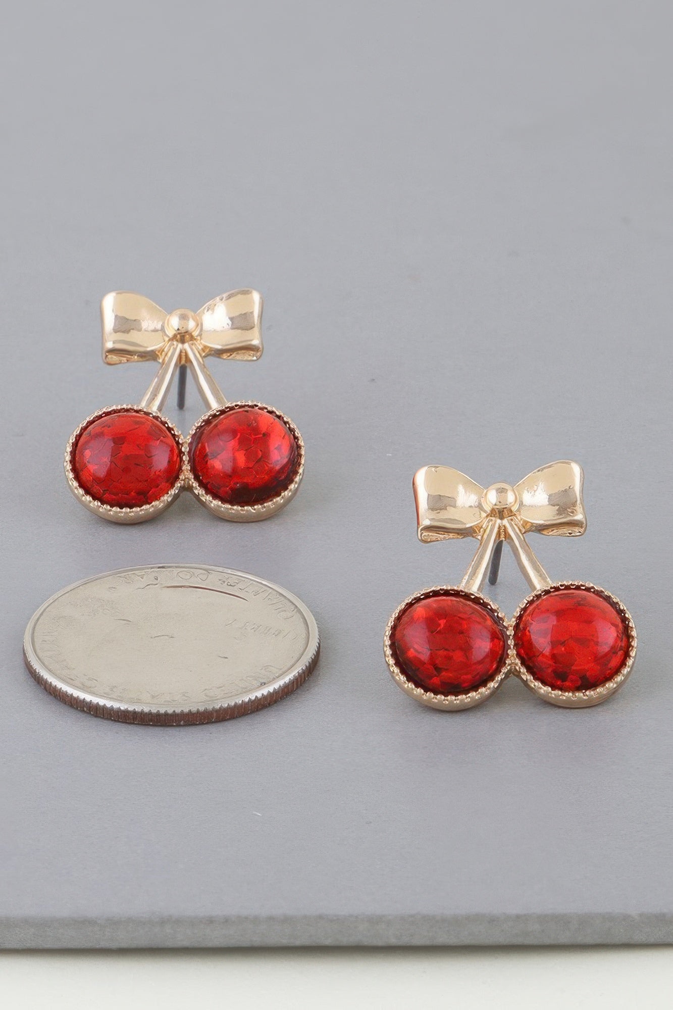 Sequin Cherry Ribbon Earrings - Tigbul's Variety Fashion Shop