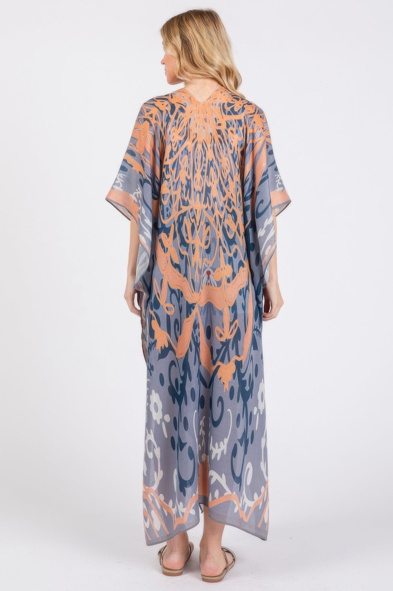 Boho Print Open Front Long Kimono - Tigbul's Variety Fashion Shop