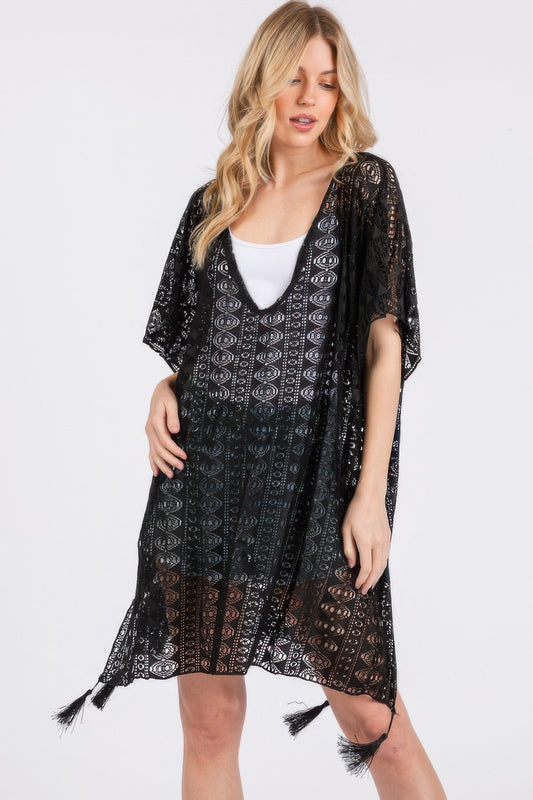 Crochet Lace Tassel Cover Up - Tigbul's Variety Fashion Shop