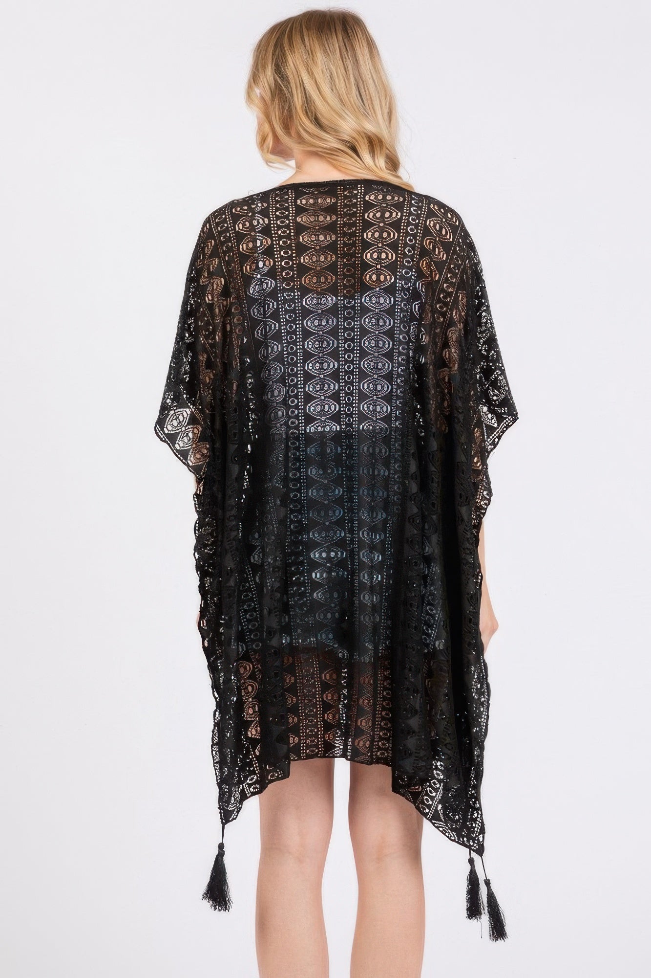 Crochet Lace Tassel Cover Up - Tigbul's Variety Fashion Shop