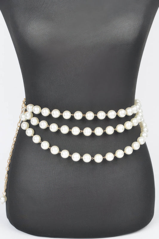 Multi Layered Pearl Chain Belt - Tigbul's Variety Fashion Shop