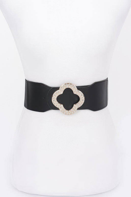 Faux Leather Metal Metal Buckle Stretch Belt - Tigbul's Variety Fashion Shop