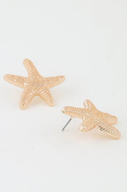 Hammered Starfish Stud Earrings - Tigbul's Variety Fashion Shop