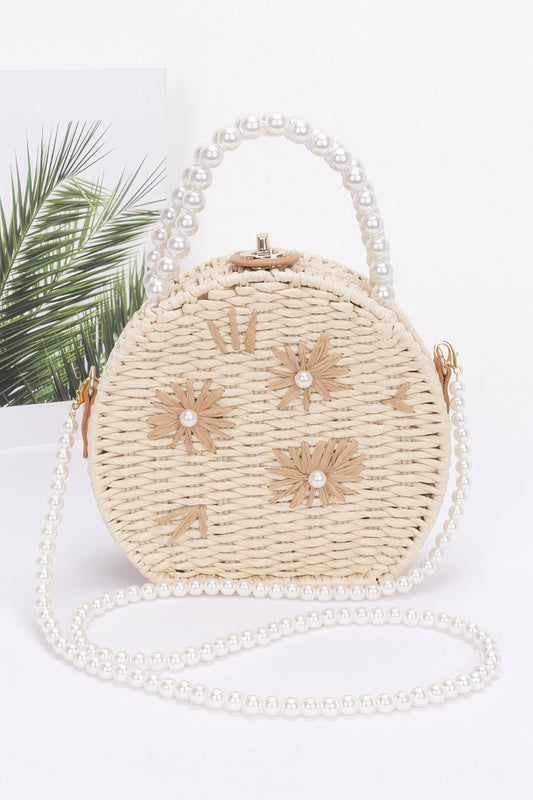Faux Straw Handmade Clutch W/pearl Handle - Tigbul's Variety Fashion Shop