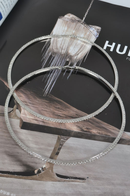 12cm Double Rhinestone Hoop Earrings - Tigbul's Variety Fashion Shop