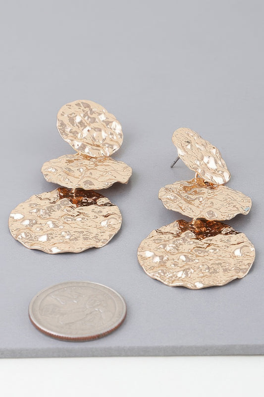 Triple Hammered Disc Earrings - Tigbul's Variety Fashion Shop
