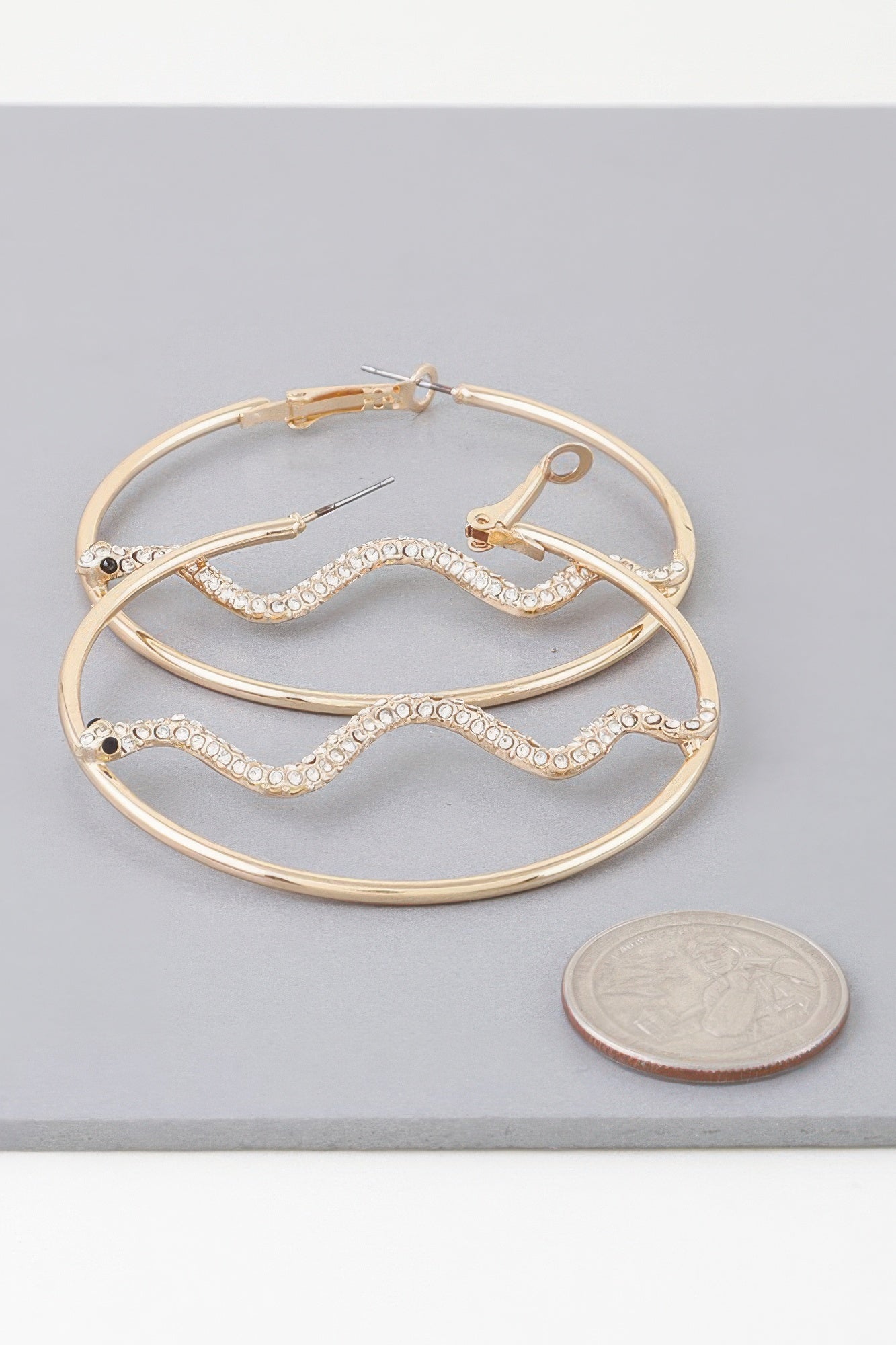 Bejeweled Snake Hoop Earrings - Tigbul's Variety Fashion Shop